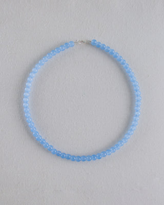 Glass Bead Gemstone Necklace in Sky Blue